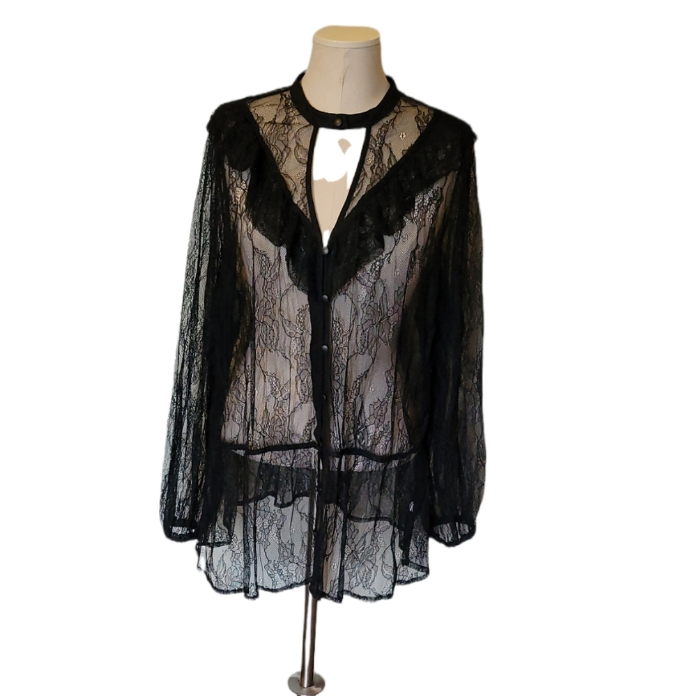 Michel studio black floral lace blouse size 18 plus size